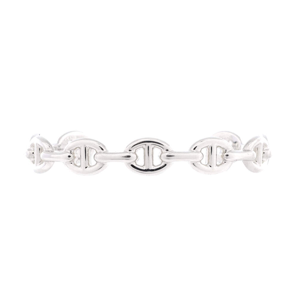 Hermes Medium Chaine d'Ancre Enchainee Cuff Bracelet Sterling Silver